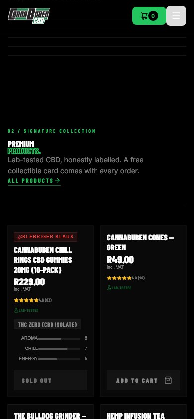 CannaBuben South Africa mobile experience