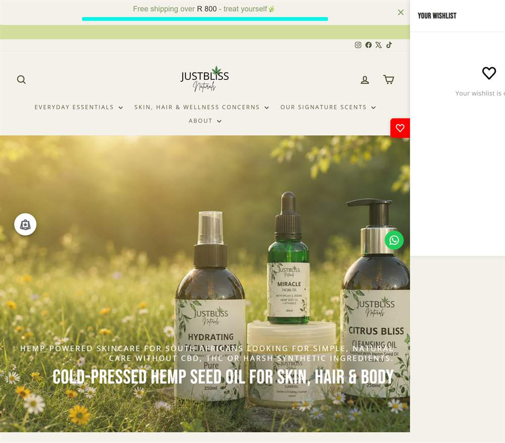 JUSTBLiSS Naturals storefront work