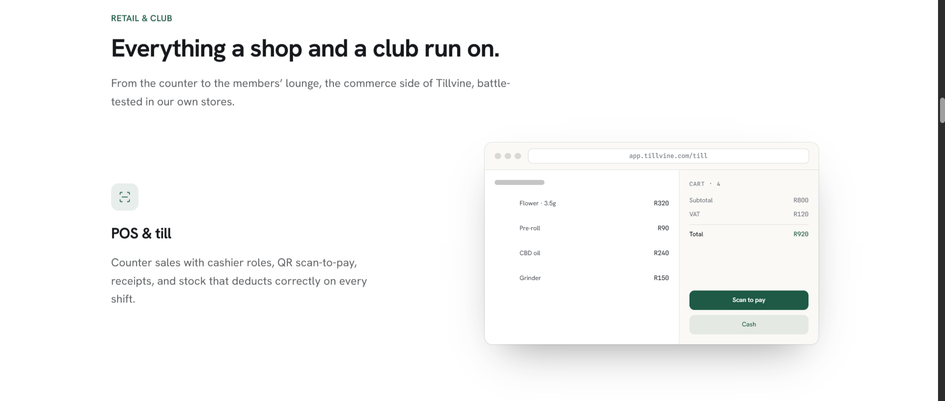 TillVine point-of-sale workflow